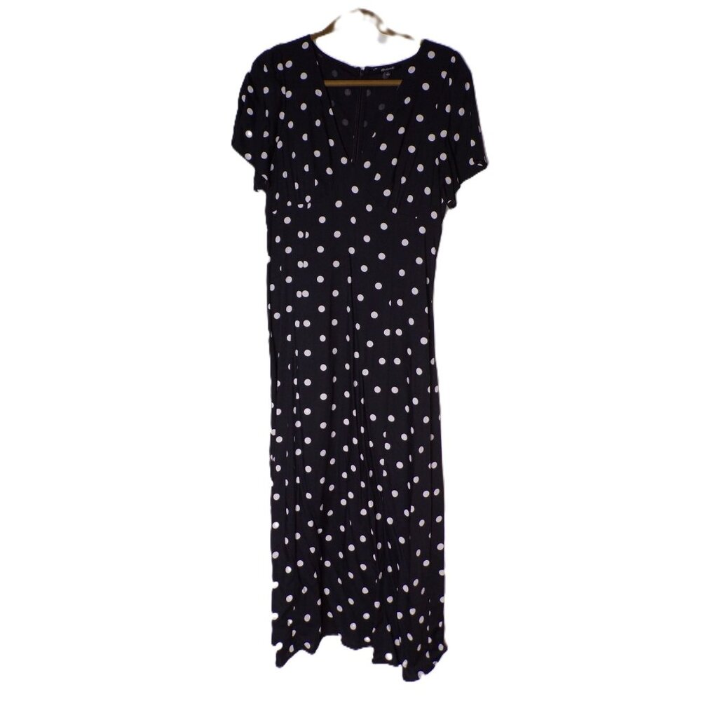 Madewell Black Polka Dot Midi Dress - Picture 10 of 12